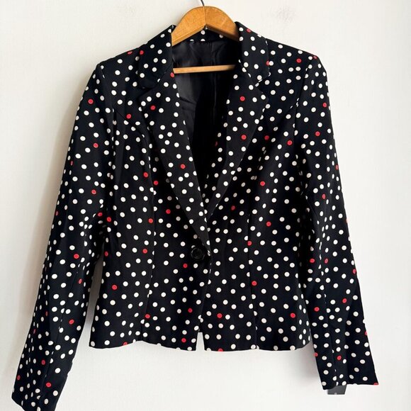 Designer Polka Dot White Black Blazer Made in Italy S/M - Picture 3 of 4